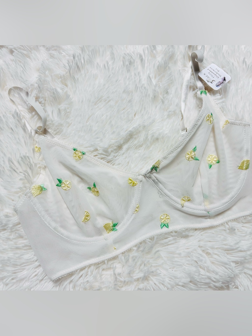 Jessica Simpson White Sheer Lemon Embroidered Bralette